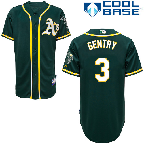 Craig Gentry #3 mlb Jersey-Oakland Athletics Women's Authentic Alternate Green Cool Base Baseball Jersey